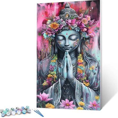 Malen Nach Zahlen Erwachsene Zen, Malen Nach Zahlen ab 7 jahre Mädchen Blume, Diy set Erwachsene mit 3 Arten Pinsel Acrylfarben Set und Leinwand 90 x 180 cm, Paint by Numbers für Deko Wohnzimmer 6969 von XELIETOO