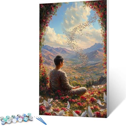 Malen Nach Zahlen Erwachsene Zen, Malen Nach Zahlen auf Leinwand mit Pinsel und Acrylfarben set 90 x 180 cm, Diy Bastelset Erwachsene Taube, für Deko Wohnzimmer, Geschenke für Frauen (rahmenlos) 5163 von XELIETOO