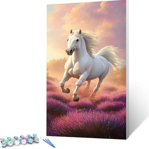 Malen Nach Zahlen Kinder ab 7 8 9 10 Jahre Mädchen Tier Malen Nach Zahlen Erwachsene Malen-Nach-Zahlen Spiele für Erwachsene, Paint by Numbers Geschenke für Frauen Zimmer Deko Horse (50x100 cm ) Z/4-E von XELIETOO