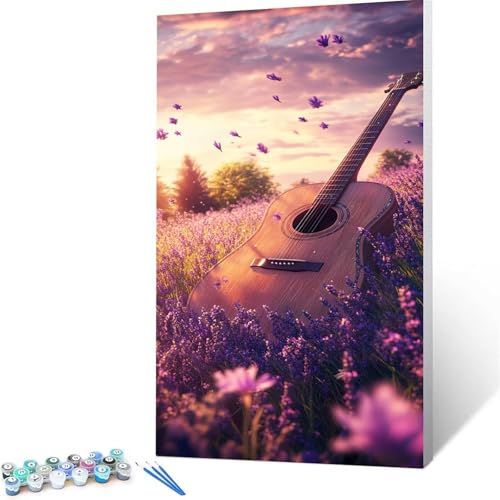 Malen Nach Zahlen Kinder ab 7 8 Jahre Mädchen Gitarre Malen Nach Zahlen Erwachsene Malen-Nach-Zahlen Spiele für Erwachsene, Paint by Numbers Geschenke für Frauen Zimmer Deko Baum (50 x 100 cm ) G/P-E von XELIETOO