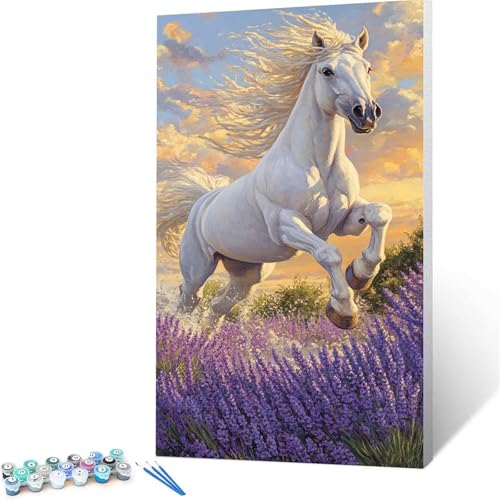 Malen Nach Zahlen Kinder ab 7 8 Jahre Mädchen Horse Malen Nach Zahlen Erwachsene Malen-Nach-Zahlen Spiele für Erwachsene, Paint by Numbers Geschenke für Frauen Zimmer Deko Tier (50 x 100 cm ) 0/3-2 von XELIETOO