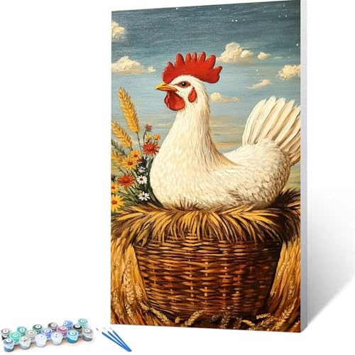 Malen Nach Zahlen Kinder ab 7 8 Jahre Mädchen Huhn Malen Nach Zahlen Erwachsene Malen-Nach-Zahlen Spiele für Erwachsene, Paint by Numbers Geschenke für Frauen Zimmer Deko Pflanze (50x100 cm ) B/2-2 von XELIETOO