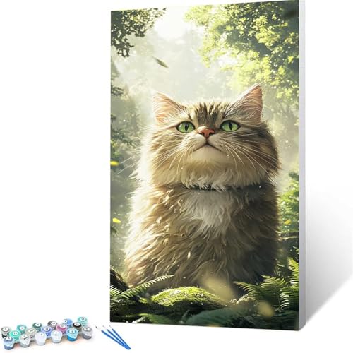 Malen Nach Zahlen Kinder ab 7 8 Jahre Mädchen Katze Malen Nach Zahlen Erwachsene Malen-Nach-Zahlen Spiele für Erwachsene, Paint by Numbers Geschenke für Frauen Zimmer Deko Pflanze (50x100 cm ) 0/2-O von XELIETOO