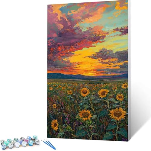 Malen Nach Zahlen Kinder ab 7 8 Jahre Mädchen Sonnenblume Malen Nach Zahlen Erwachsene Malen-Nach-Zahlen Spiele für Erwachsene,Paint by Numbers Geschenke für Frauen Zimmer Deko Pflanze 100x200cm E/L-8 von XELIETOO