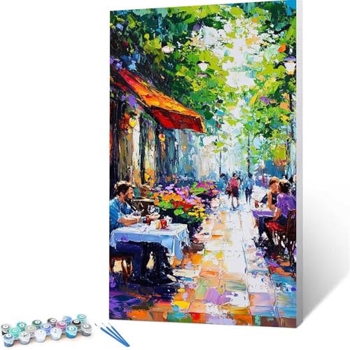 Malen Nach Zahlen Kinder ab 7 8 Jahre Mädchen Straße Malen Nach Zahlen Erwachsene Malen-Nach-Zahlen Spiele für Erwachsene, Paint by Numbers Geschenke für Frauen Zimmer Deko Baum (50 x 100 cm ) E/7-R von XELIETOO