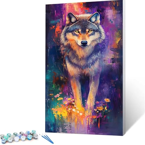 Malen Nach Zahlen Kinder ab 8 9 10 Jahre Mädchen Wolf Malen Nach Zahlen Erwachsene Malen-Nach-Zahlen Spiele für Erwachsene, Paint by Numbers Geschenke für Frauen Deko Wohnzimmer Tier (50x100 cm) A/V-M von XELIETOO