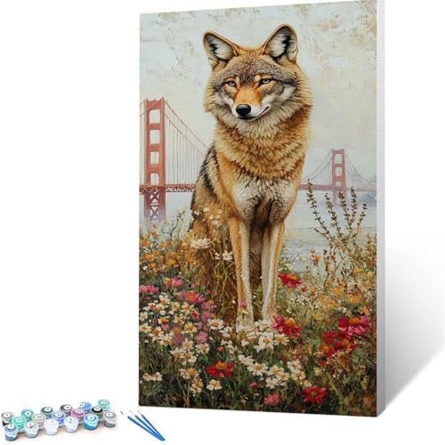 Malen Nach Zahlen Kinder ab 8 9 10 Jahre Mädchen Wolf Malen Nach Zahlen Erwachsene Malen-Nach-Zahlen Spiele für Erwachsene, Paint by Numbers Geschenke für Frauen Golden Gate Bridge (50 x 100 cm) B/F-E von XELIETOO