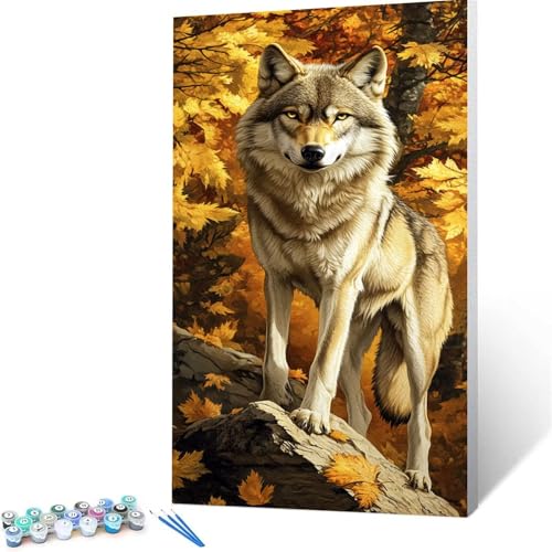 Malen Nach Zahlen Kinder ab 8 9 10 Jahre Mädchen Wolf Malen Nach Zahlen Erwachsene Malen-Nach-Zahlen Spiele für Erwachsene, Paint by Numbers Geschenke für Frauen Zimmer Deko Baum (50 x 100 cm ) 9/1-Q von XELIETOO