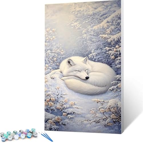 Malen nach Zahlen Erwachsene Tier DIY Handgemalt Ölgemälde Kit -(60 x 120cm ), Paint by Numbers Adult Mit 3 Typen Pinseln und Acrylfarbe knitterfreie leinwand Kit, Geschenke für Frauen Winter 2/L-3 von XELIETOO