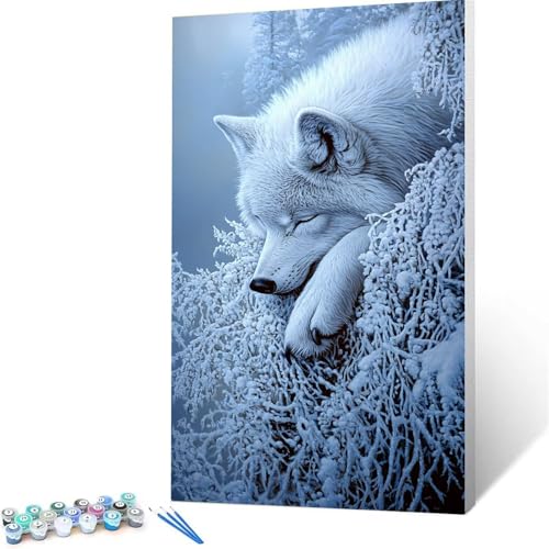 Malen nach Zahlen Erwachsene Wolf DIY Handgemalt Ölgemälde Kit-60x120cm, Paint by Numbers Adult Mit 3 Typen Pinseln und Acrylfarbe knitterfreie leinwand Kit,Zimmer Deko Geschenke für Frauen Tier 8/8-H von XELIETOO