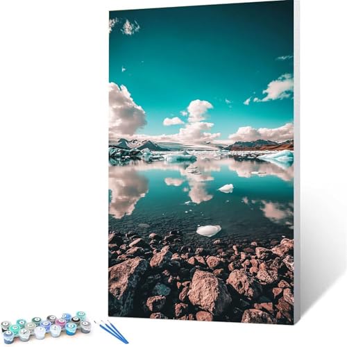 Malen nach Zahlen Erwachsene Wolke DIY Handgemalt Ölgemälde Kit-(60 x 120cm ), Paint by Numbers Adult Mit 3 Typen Pinseln und Acrylfarbe knitterfreie leinwand Kit,Geschenke für Frauen Landschaft S/V-8 von XELIETOO