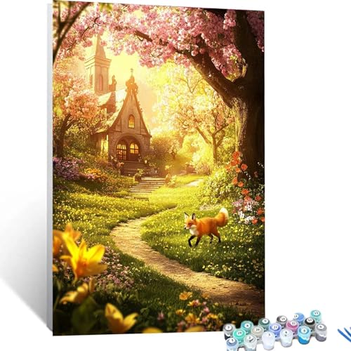 XELIETOO Malen Nach Zahlen Erwachsene Kirschblüten, Malen Nach Zahlen Kinder Blume, Handgemaltes Ölgemälde Set für Anfänger, Bastelset Erwachsene Paint by Numbers, Geschenke für Frauen 40x55cm 9444 von XELIETOO