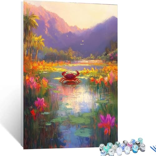 XELIETOO Malen Nach Zahlen Erwachsene Krabben, Malen Nach Zahlen auf Leinwand mit Pinsel und Acrylfarben set 40x55cm, Diy Bastelset Erwachsene Baum, für Deko Wohnzimmer und Geschenke für Frauen 7709 von XELIETOO