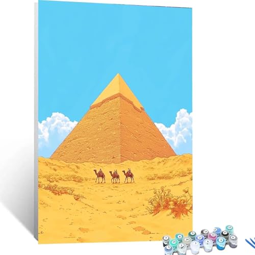 XELIETOO Malen Nach Zahlen Erwachsene Pyramide, Malen Nach Zahlen Kinder Landschaft, Handgemaltes Ölgemälde Set für Anfänger, Bastelset Erwachsene Paint by Numbers, Geschenke für Frauen 40x55cm 8519 von XELIETOO