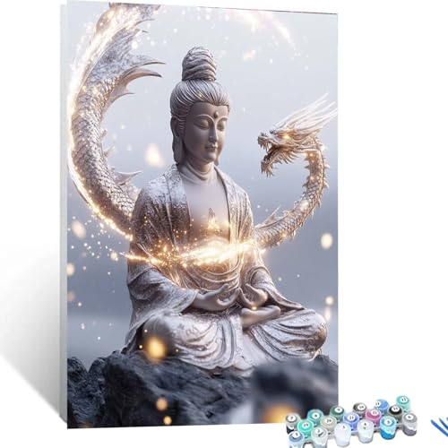 XELIETOO Malen Nach Zahlen Erwachsene Zen, Malen Nach Zahlen auf Leinwand mit Pinsel und Acrylfarben set 40x55cm, Diy Bastelset Erwachsene Drache, für Deko Wohnzimmer und Geschenke für Frauen 5056 von XELIETOO