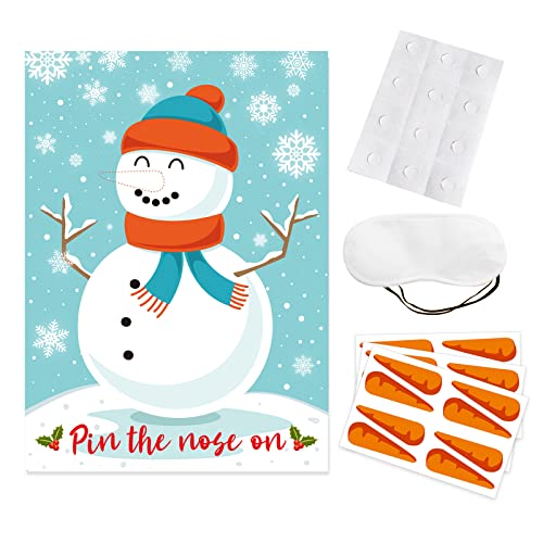 XEYYHAS Weihnachtsparty-Spiele, Pin The Nose On Snowman, Pin The Hat On Santa Blindfold Party Game For Family Friend Adults Blindfold Party Games For Kid von XEYYHAS