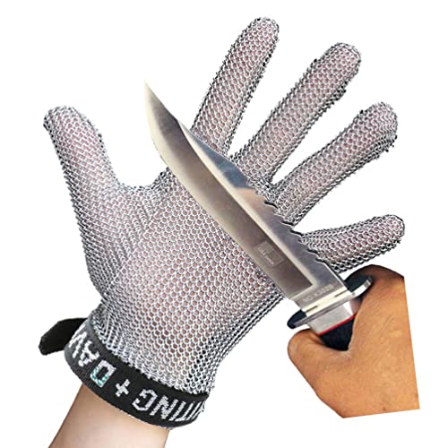 XFGFDFF Schnittfeste Handschuhe Schnittfeste Handschuhe aus Edelstahl, Sicherheitshandschuhe zum Glasschneiden mit verstellbarem Handgelenkband, rutschfest, leicht zu reinigen von XFGFDFF