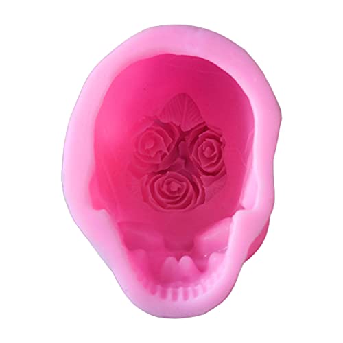 XFUYI 3D-Rosenblumen-Totenkopf-Kerzenharz-Gussform UV-Kristall-Epoxidharz-Form handgefertigt Mensch für Kopf Skelett Silikonform von XFUYI