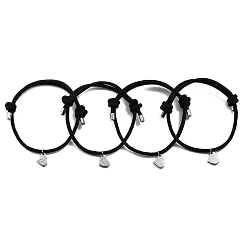 XFUYI 4-teiliges Paar-Armband mit Magnetverschluss für Damen und Herren, Herz-Anhänger, Liebesmuster, passendes Armband, Schmuckset von XFUYI