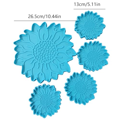 XFUYI 5 Stück für Sonnenblumen-Tablett Epoxidharz-Form Servierplatte Guss-Silikon Mo-Silikon von XFUYI