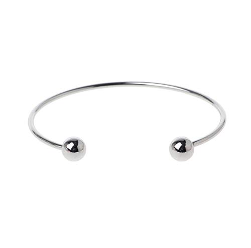 XFUYI Edelstahl Silber Offener Armreif Verstellbares Armband Zwei Perlen Manschettenarmreif für Frauen Schmuck Geschenke für Mädchen Edelstahl von XFUYI