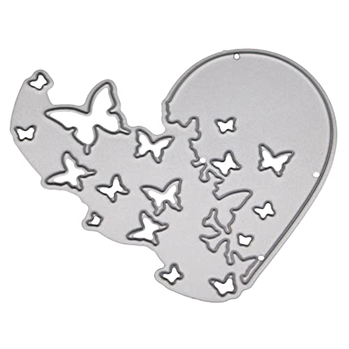 XFUYI Metall-Stanzformen Herz für Schmetterling Schablone für Scrapbooking Album Stempel Karte Silber Karbonstahl von XFUYI