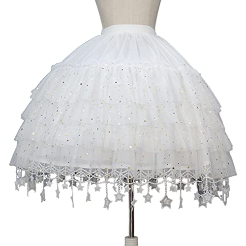 XFUYI Reifrock weißer Petticoat Reifrock Käfig Kurze Länge Brautkleid Vintage-Kleid Unterrock für Damen 2 Netzstoffe von XFUYI