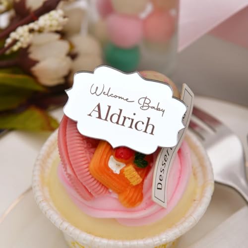 XFZDKJSD Cupcake-Topper, personalisierbar, für Baby-Partys, Dekorationen, individuelle Geburtstags-Cupcake-Topper, Party-Tischdekorationen (Roségold, 10 Stück) von XFZDKJSD