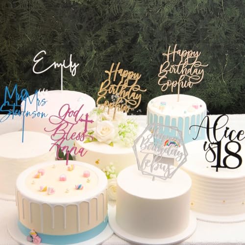 XFZDKJSD Personalisierter Acryl-Kuchenaufsatz, Happy Birthday-Party-Dekoration, Partyzubehör, Cupcake-Backen, DIY-Zubehör, 1 Stück (10 cm) von XFZDKJSD