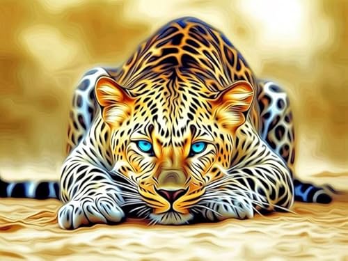 Hoobee 5D Diamond Painting DIY Set Leopard, Diamond Painting Bilder Tier, Vollbohrer Stickerei Kreuzstich Kunst Handwerk für Zuhause Wanddekoration (30×40 cm) von XGAGHB