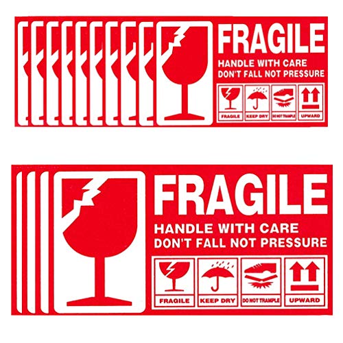 Vorsicht zerbrechlich Aufkleber Warnetiketten Aufkleber fragile leuchtrot Umzugs-Etiketten Vorsicht zerbrechlich Glas Bruchgefahr Paketaufkleber Please handle with care Etiketten 112pcs von XGAGHB