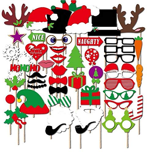 Weihnachten Fotoaccessoires Weihnachten Requisiten Zubehör 50 Stück Weihnachten Funny Photo Requisiten für Weihnachten Event Party Gefälligkeiten und Weihnachtsschmuck Kunsthandwerk von XGAGHB