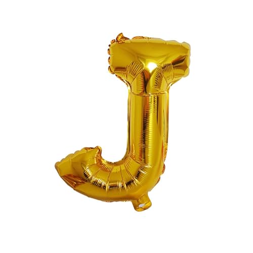 Geburtstagsballon 10 Stück Buchstabenballons, Buchstabenballon-Anordnung Aus Aluminiumfolie, 16-Zoll-Buchstabenballon Aus Heller Aluminiumfolie, Gold J von XHBGXMV