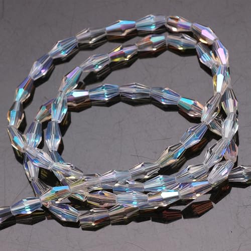 XHBYW Bunte Glasperlen zum Selbermachen, transparent, facettiert, Doppelkegel, für Schmuckherstellung, Armband, Halskette, 116–160 Stück, 3 x 6–4 x 12 mm von XHBYW