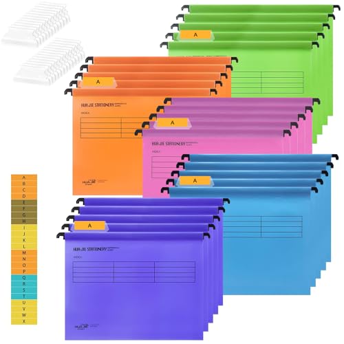 XHDA Hängemappen A4, 25 Stück Polypropylen, Hängemappen mit Reitern und Karteneinsätzen, für Schule, Zuhause, Arbeit, Büro, Organisation (5 Farben) von XHDA