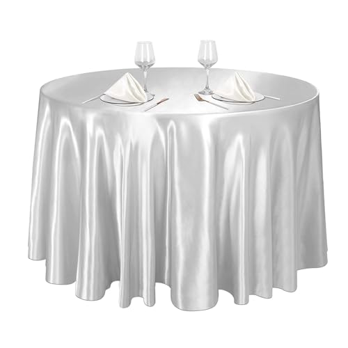 XHDZSW Runde Tischdecken, Weicher Stoff Glitzer Tischdecke, Flecken Und Knitterfrei Dekorative Tischdecke, Für Hochzeit Bankett Restaurant Buffet Parteien Garten (80cm,Silber) von XHDZSW