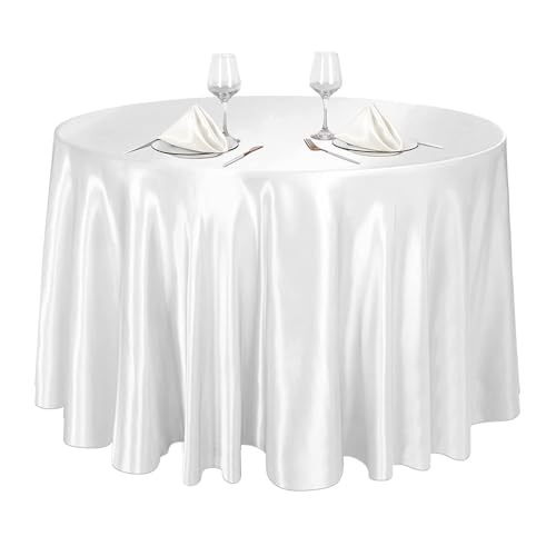 XHDZSW Runde Tischdecken, Weicher Stoff Glitzer Tischdecke, Flecken Und Knitterfrei Dekorative Tischdecke, Für Hochzeit Bankett Restaurant Buffet Parteien Garten (99cm,Weiß) von XHDZSW