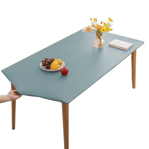 XHDZSW Tischdecke, Rechteckige Angepasste Tischdecke, PU-Leder Elastische Tischdecke, Elastische Tischdecke Abwischbare Tischdecke, Küche Und Esszimmer Tischdecke (Hellblau,90X140cm) von XHDZSW