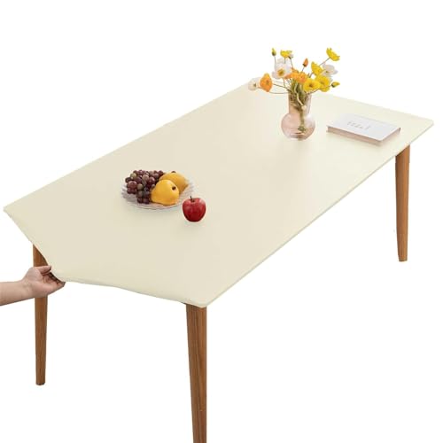 XHDZSW Tischdecke, Rechteckige Angepasste Tischdecke, PU-Leder Elastische Tischdecke, Elastische Tischdecke Abwischbare Tischdecke, Küche Und Esszimmer Tischdecke (Weiß,60x60cm) von XHDZSW