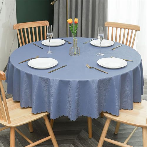 Tischdecke Rund, Jacquard Tischdecke, Wasserabweisend Abwischbar Fleckschutz Tischtuch Deko Table Cloth Wachstuch, Für Küche Esszimmer Haus Tischdekoration (Blau,100cm) von XHDZSW