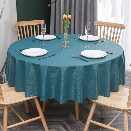 Tischdecke Rund, Jacquard Tischdecke, Wasserabweisend Abwischbar Fleckschutz Tischtuch Deko Table Cloth Wachstuch, Für Küche Esszimmer Haus Tischdekoration (DunkelgrüN,160cm) von XHDZSW