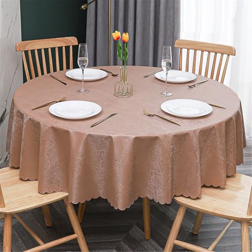 Tischdecke Rund, Jacquard Tischdecke, Wasserabweisend Abwischbar Fleckschutz Tischtuch Deko Table Cloth Wachstuch, Für Küche Esszimmer Haus Tischdekoration (Kaffee,120cm) von XHDZSW