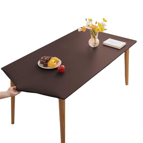 XHDZSW Tischdecke, Rechteckige Angepasste Tischdecke, PU-Leder Elastische Tischdecke, Elastische Tischdecke Abwischbare Tischdecke, Küche Und Esszimmer Tischdecke (Kaffeefarbe,60x60cm) von XHDZSW