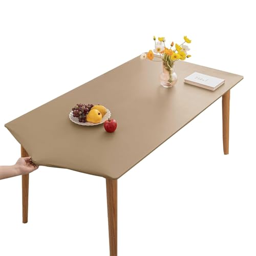 XHDZSW Tischdecke, Rechteckige Angepasste Tischdecke, PU-Leder Elastische Tischdecke, Elastische Tischdecke Abwischbare Tischdecke, Küche Und Esszimmer Tischdecke (Leichter Kaffee,80x80cm) von XHDZSW