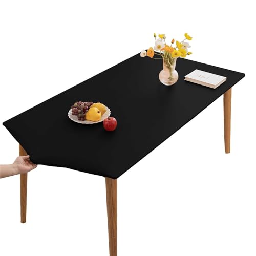 XHDZSW Tischdecke, Rechteckige Angepasste Tischdecke, PU-Leder Elastische Tischdecke, Elastische Tischdecke Abwischbare Tischdecke, Küche Und Esszimmer Tischdecke (Schwarz,60x60cm) von XHDZSW