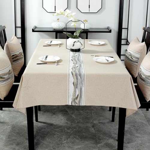 XHDZSW Tischdecke, Rechteckige Baumwolle Leinen Tischdecke, Wasserabweisend Tafeldecke, Abwaschbar Baumwolle Tischdecke, Für Home Küche Speisetisch Dekoration (Beige,130x130cm) von XHDZSW