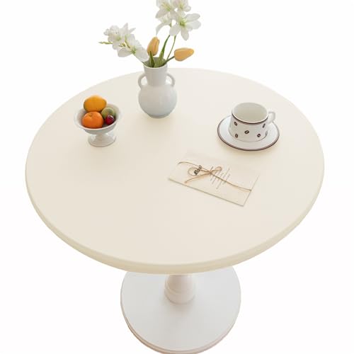 XHDZSW Tischdecke, Rund Elastische Tischdecke, Fitted Tischdecke, Non-Slip Round Tablecloth, wasserdichte rutschfeste Abwischbar Schmutzabweisend Tischdecke (Weiß,80cm) von XHDZSW