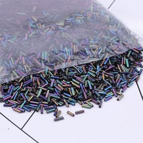 XHHYQ 10000 Stück 2 x 6 mm UV-farbige Glasperlen in Röhrenform zur Schmuckherstellung, kleine Ponyperlen, Reisperlen, Minin-Rocailles-Perlen für Armbänder, DIY-Handwerk von XHHYQ