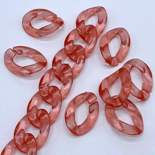 XHHYQ 24 x 17 mm, 100 Stück, rot/rosa, Acryl-Verbindungsringe, Acryl-Verbindungsstücke, Kunststoff-Kettenglieder für die Schmuckherstellung, Taschenkettenherstellung von XHHYQ