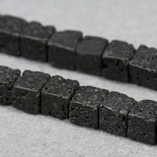 XHHYQ 6–12 mm, 26–62 Stück, schwarze Lavasteinperlen, Vulkangesteinsperlen, Lavaperlen zur Schmuckherstellung, DIY-Lavaperlen für Armbandanhänger, Basteln von XHHYQ